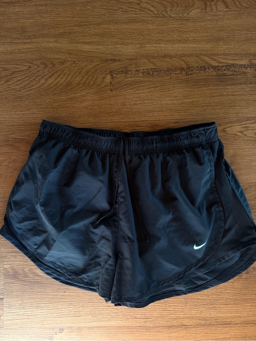 Nike Women's Black Athletic Running Shorts with White Swoosh